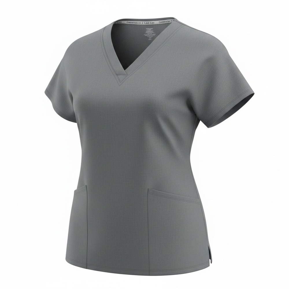 ClimateRight by Cuddl Duds Womens Gray V-Neck Scrub Top XL  Medical